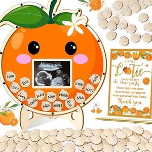 Orange Baby Shower Guest Book Alternative | Wooden Keepsake Sign